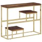 vidaXL Konsolentisch Golden Edelstahl und Massive Holzschwellen vidaXL Konsolentisch Golden Edelstahl und Massive Holzschwellen