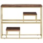 vidaXL Konsolentisch Golden Edelstahl und Massive Holzschwellen vidaXL Konsolentisch Golden Edelstahl und Massive Holzschwellen