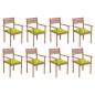 Stapelbare Gartenstühle mit Kissen 8 Stk. Massivholz Teak Stapelbare Gartenstühle mit Kissen 8 Stk. Massivholz Teak