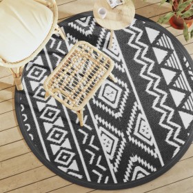 vidaXL Outdoor-Teppich Schwarz Ø160 cm PP