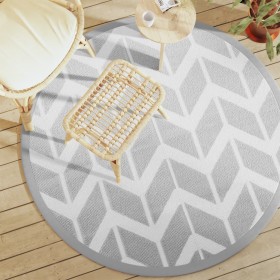 vidaXL Outdoor-Teppich Grau Ø160 cm PP