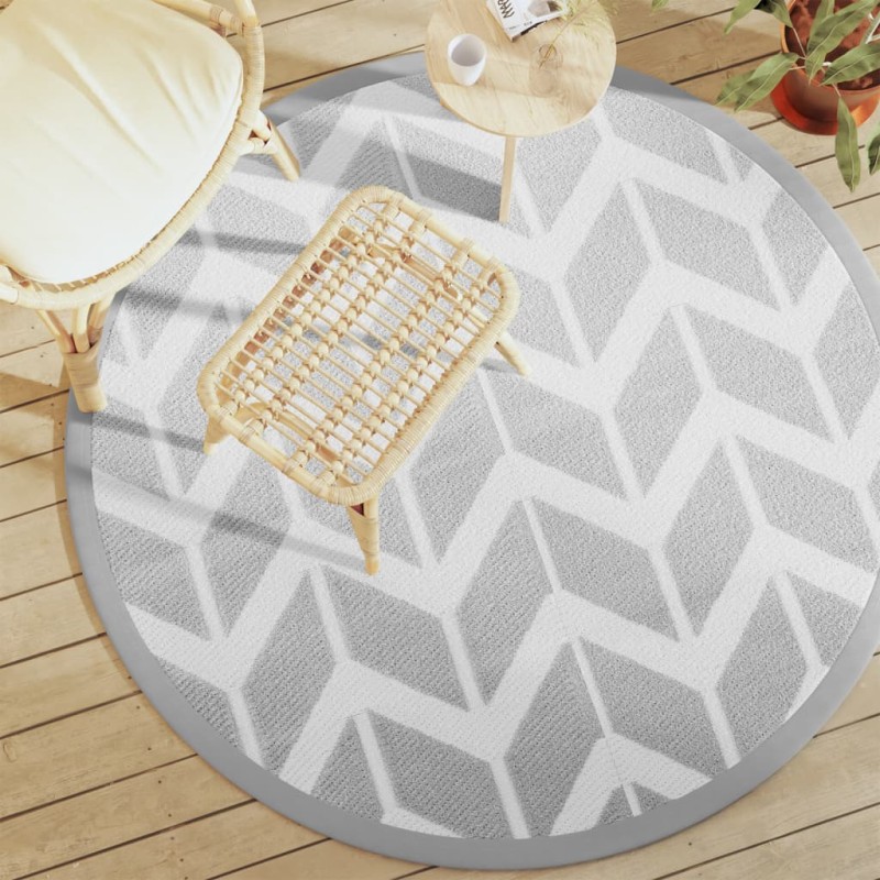 vidaXL Outdoor-Teppich Grau Ø160 cm PP vidaXL Outdoor-Teppich Grau Ø160 cm PP