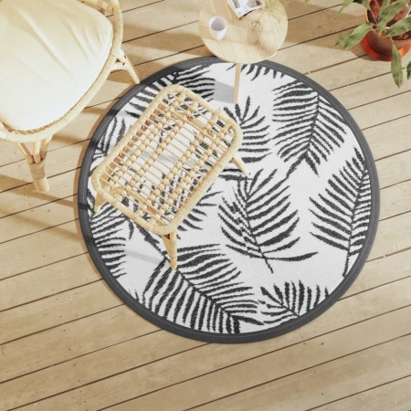 vidaXL Outdoor-Teppich Weiß und Schwarz Ø120 cm PP