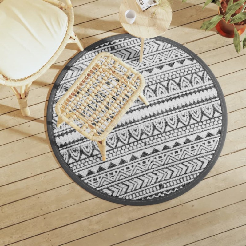 vidaXL Outdoor-Teppich ARAKIL Schwarz Ø120 cm PP vidaXL Outdoor-Teppich ARAKIL Schwarz Ø120 cm PP