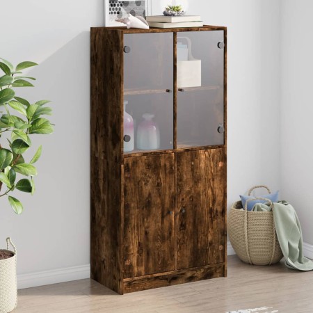 vidaXL Highboard mit Türen Räuchereiche 68x37x142 cm Holzwerkstoff