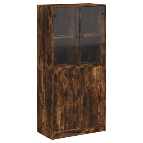 vidaXL Highboard mit Türen Räuchereiche 68x37x142 cm Holzwerkstoff