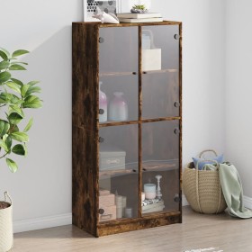 vidaXL Highboard mit Türen Räuchereiche 68x37x142 cm Holzwerkstoff