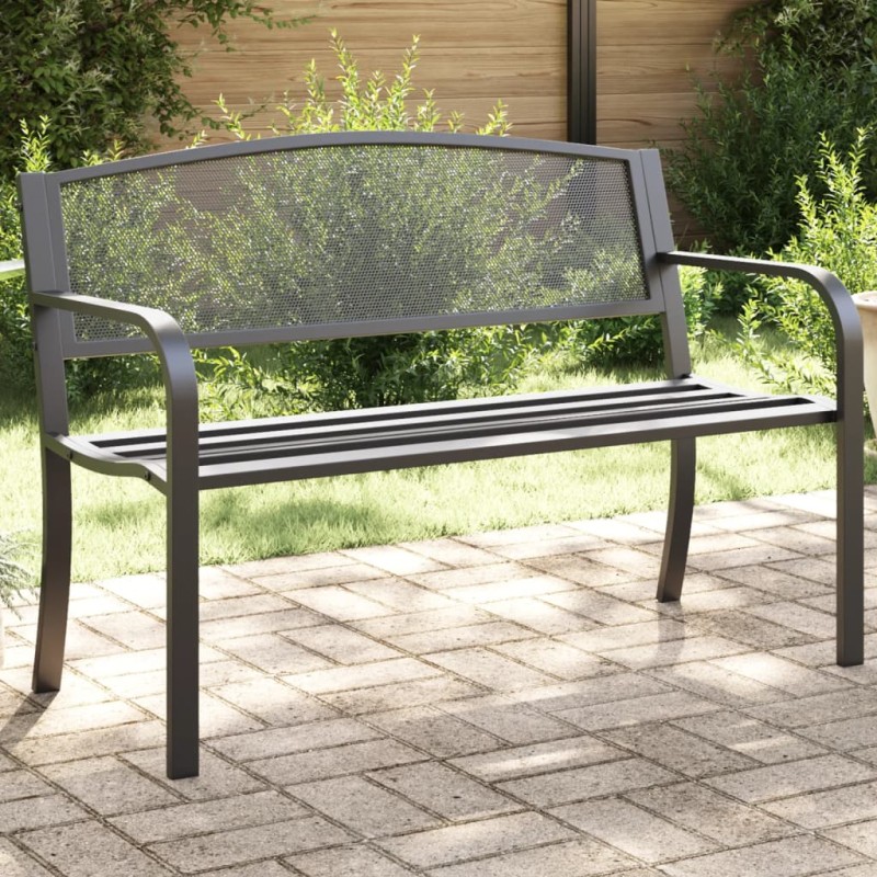 vidaXL Gartenbank 119 cm Schwarz Stahl vidaXL Gartenbank 119 cm Schwarz Stahl