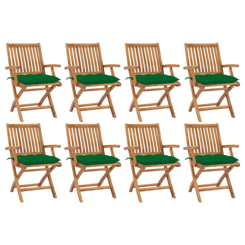 Klappbare Gartenstühle mit Kissen 8 Stk. Massivholz Teak Klappbare Gartenstühle mit Kissen 8 Stk. Massivholz Teak