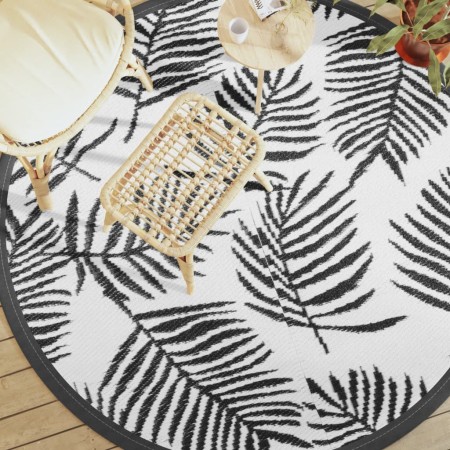 vidaXL Outdoor-Teppich Weiß und Schwarz Ø200 cm PP