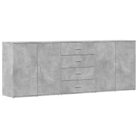 vidaXL Sideboards 3 Stk. Betongrau Holzwerkstoff