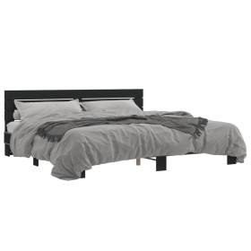 vidaXL Bettgestell Schwarz 200x200 cm Holzwerkstoff und Metall