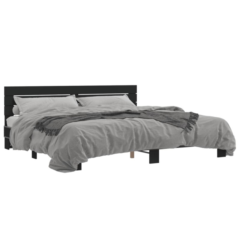 vidaXL Bettgestell Schwarz 200x200 cm Holzwerkstoff und Metall vidaXL Bettgestell Schwarz 200x200 cm Holzwerkstoff und Metall
