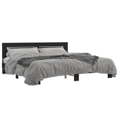 vidaXL Bettgestell Schwarz 200x200 cm Holzwerkstoff und Metall