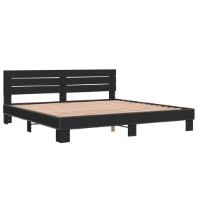 vidaXL Bettgestell Schwarz 200x200 cm Holzwerkstoff und Metall
