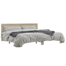 vidaXL Bettgestell Sonoma-Eiche 180x200 cm Holzwerkstoff und Metall