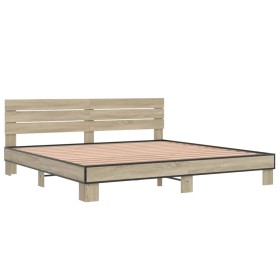 vidaXL Bettgestell Sonoma-Eiche 180x200 cm Holzwerkstoff und Metall