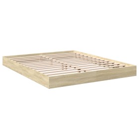 vidaXL Bettgestell Sonoma-Eiche 150x200 cm Holzwerkstoff