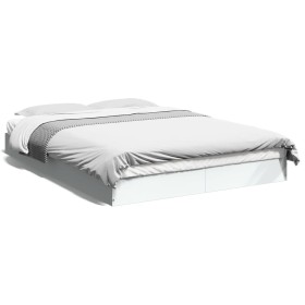 vidaXL Bettgestell Weiß 135x190 cm Holzwerkstoff