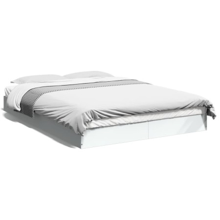 vidaXL Bettgestell Weiß 135x190 cm Holzwerkstoff