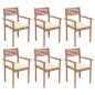 Stapelbare Gartenstühle mit Kissen 6 Stk. Massivholz Teak Stapelbare Gartenstühle mit Kissen 6 Stk. Massivholz Teak