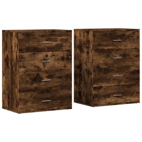vidaXL Sideboards 2 Stk. Räuchereiche 60x39x80 cm Holzwerkstoff