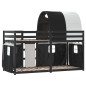 vidaXL Etagenbett mit Vorhängen Weiß & Schwarz 90x190 cm Kiefernholz