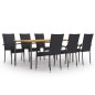 7-tlg. Garten-Essgruppe Poly Rattan Schwarz 7-tlg. Garten-Essgruppe Poly Rattan Schwarz