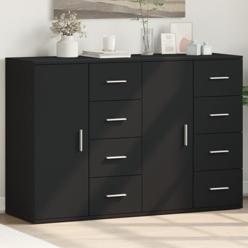 vidaXL Sideboards 2 Stk. Schwarz 59x39x80 cm Holzwerkstoff vidaXL Sideboards 2 Stk. Schwarz 59x39x80 cm Holzwerkstoff