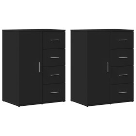 vidaXL Sideboards 2 Stk. Schwarz 59x39x80 cm Holzwerkstoff