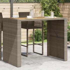 vidaXL Gartentisch mit Holzplatte Grau 145x80x110 cm Poly Rattan