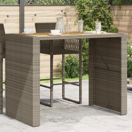 vidaXL Gartentisch mit Holzplatte Grau 145x80x110 cm Poly Rattan