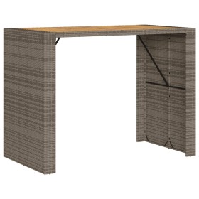vidaXL Gartentisch mit Holzplatte Grau 145x80x110 cm Poly Rattan