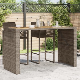 vidaXL Gartentisch mit Holzplatte Grau 185x80x110 cm Poly Rattan