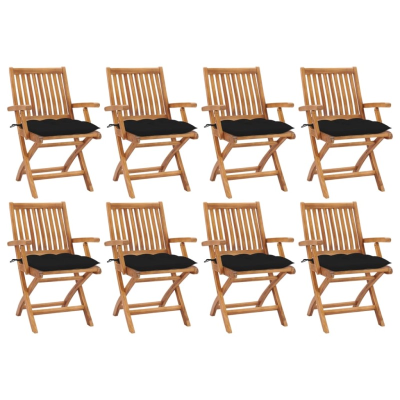 Klappbare Gartenstühle mit Kissen 8 Stk. Massivholz Teak Klappbare Gartenstühle mit Kissen 8 Stk. Massivholz Teak