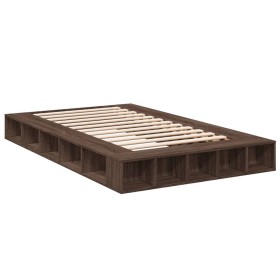 vidaXL Bettgestell Braun Eichen-Optik 120x200 cm Holzwerkstoff