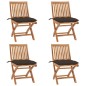 Klappbare Gartenstühle mit Kissen 4 Stk. Massivholz Teak Klappbare Gartenstühle mit Kissen 4 Stk. Massivholz Teak