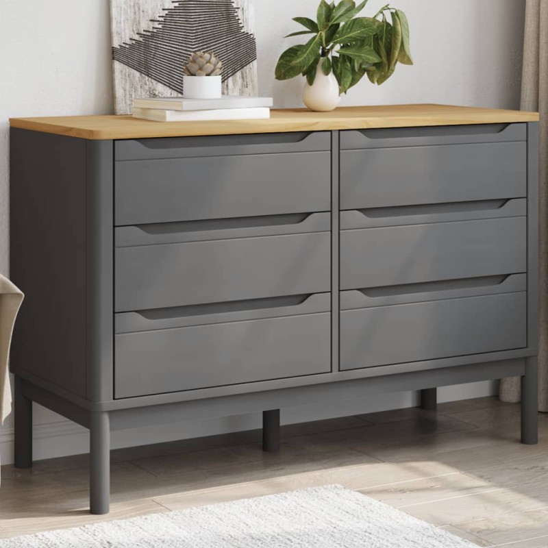 vidaXL Kommode FLORO Grau Massivholz Kiefer vidaXL Kommode FLORO Grau Massivholz Kiefer