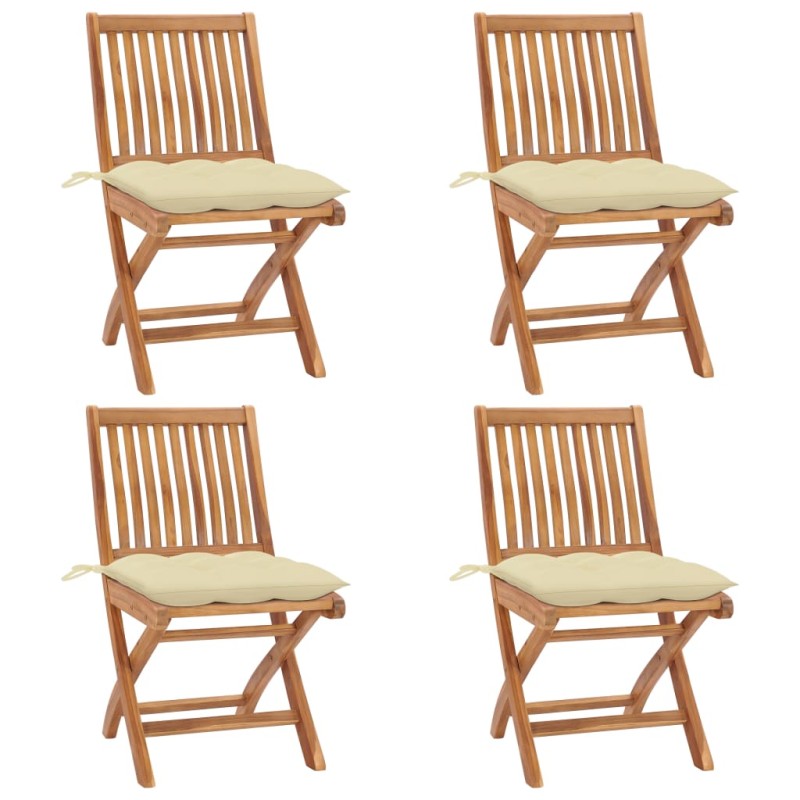 Klappbare Gartenstühle mit Kissen 4 Stk. Massivholz Teak Klappbare Gartenstühle mit Kissen 4 Stk. Massivholz Teak