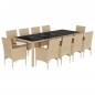 vidaXL 11-tlg. Garten-Essgruppe mit Kissen Beige Poly Rattan und Glas vidaXL 11-tlg. Garten-Essgruppe mit Kissen Beige Poly Rattan und Glas