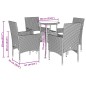 vidaXL 5-tlg. Garten-Essgruppe mit Kissen Grau Poly Rattan und Glas vidaXL 5-tlg. Garten-Essgruppe mit Kissen Grau Poly Rattan und Glas