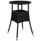 vidaXL 3-tlg. Garten-Essgruppe mit Kissen Schwarz Poly Rattan Glas vidaXL 3-tlg. Garten-Essgruppe mit Kissen Schwarz Poly Rattan Glas