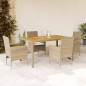 vidaXL 5-tlg. Garten-Essgruppe mit Kissen Beige Poly Rattan Akazie vidaXL 5-tlg. Garten-Essgruppe mit Kissen Beige Poly Rattan Akazie