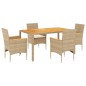 vidaXL 5-tlg. Garten-Essgruppe mit Kissen Beige Poly Rattan Akazie vidaXL 5-tlg. Garten-Essgruppe mit Kissen Beige Poly Rattan Akazie