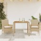 vidaXL 3-tlg. Garten-Essgruppe mit Kissen Beige Poly Rattan Akazie vidaXL 3-tlg. Garten-Essgruppe mit Kissen Beige Poly Rattan Akazie