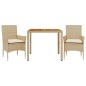 vidaXL 3-tlg. Garten-Essgruppe mit Kissen Beige Poly Rattan Akazie vidaXL 3-tlg. Garten-Essgruppe mit Kissen Beige Poly Rattan Akazie