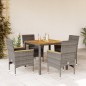 vidaXL 5-tlg. Garten-Essgruppe mit Kissen Grau Poly Rattan Akazie vidaXL 5-tlg. Garten-Essgruppe mit Kissen Grau Poly Rattan Akazie