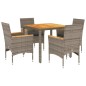 vidaXL 5-tlg. Garten-Essgruppe mit Kissen Grau Poly Rattan Akazie vidaXL 5-tlg. Garten-Essgruppe mit Kissen Grau Poly Rattan Akazie