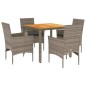 vidaXL 5-tlg. Garten-Essgruppe mit Kissen Grau Poly Rattan Akazie vidaXL 5-tlg. Garten-Essgruppe mit Kissen Grau Poly Rattan Akazie
