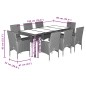 vidaXL 9-tlg. Garten-Essgruppe mit Kissen Schwarz Poly Rattan Akazie vidaXL 9-tlg. Garten-Essgruppe mit Kissen Schwarz Poly Rattan Akazie